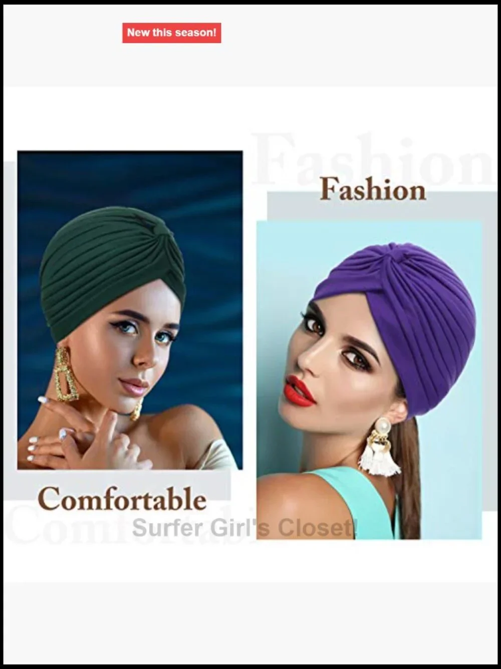 6 Pack Stretchy Beanie Turbans Pre Tied Knot Chemo Head Wraps Soft Sleep Hats